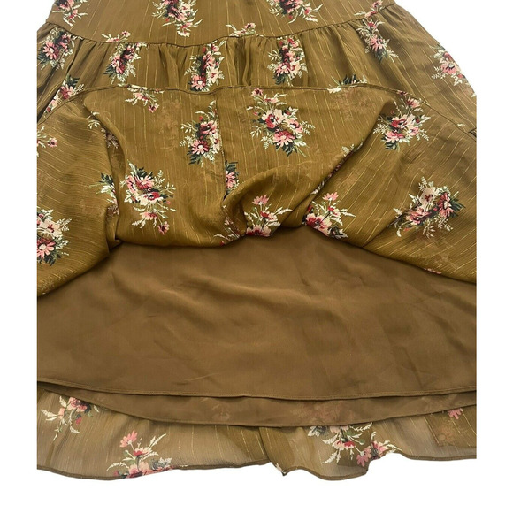 Madewell Tiered Midi Dress Fall Harvest Gold Floral Dress Cottage Boho Size 4 - Picture 8 of 14